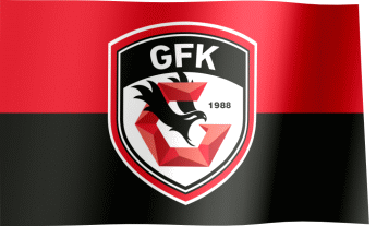 The waving fan flag of Gaziantep F.K. with the logo (Animated GIF)