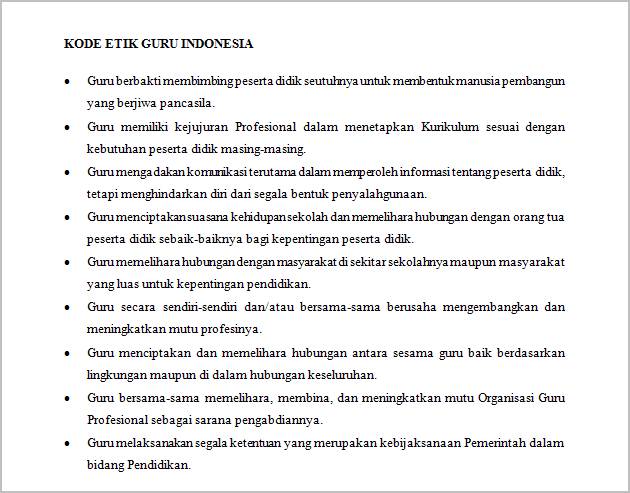 poin-poin dalam kode etik guru indonesia