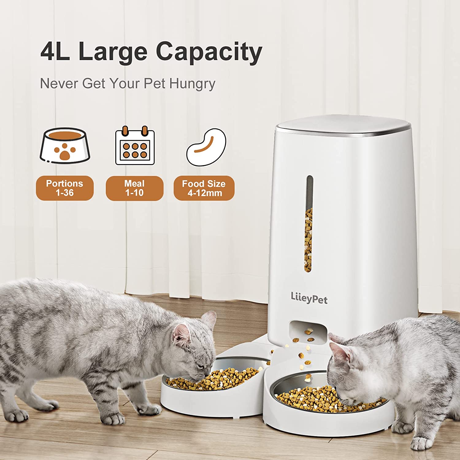 4L WiFi Automatic Cat Feeder for Two Cats