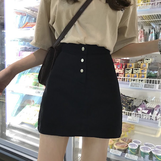 (ORDER) Chân váy chữ A ulzzang 3 cúc