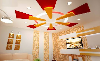 ceiling fan-shaped design for the living room false ceiling