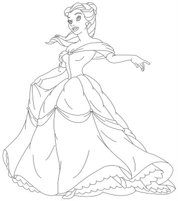 Princess Coloring Sheets on Princess Belle And Her Gown Coloring Sheet   Cartoon Coloring Pages