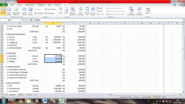 CARA Menghitung Uang di Ms excel 2007-2010 ( rupiah )