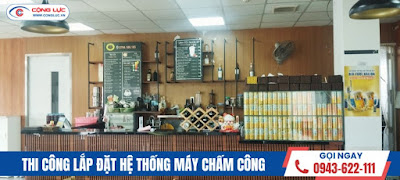 Lắp đặt máy chấm công quản lý suất ăn ở ngân hàng sinhan, kcn tràng duệ hải phòng