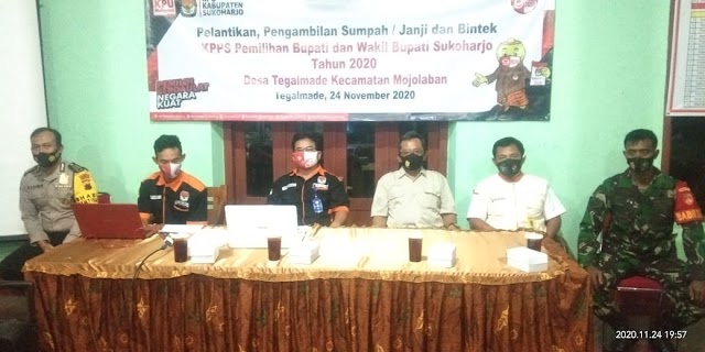 Pelantikan KPPS desa Gumpang, protokol kesehatan harus diutamakan