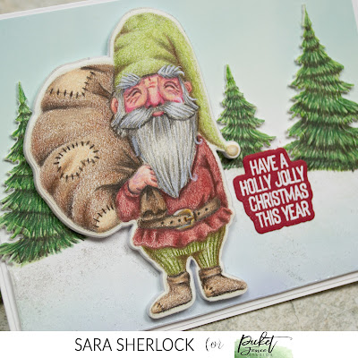 Holly Jolly Gnome - images from Picket Fence Studios, colored with polychromos pencils