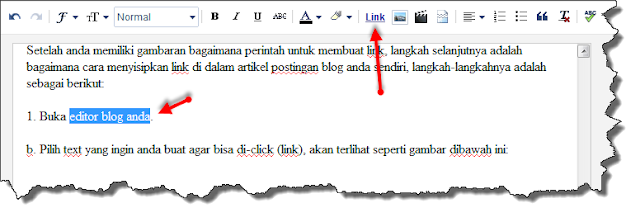 Cara membuat link didalam artikel postingan blog