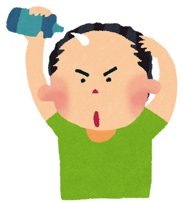 育毛剤を使う男性のイラスト