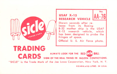 1960 Sicle Airplane Trading Cards AA-76 - USAF X-15 Research Vehicle