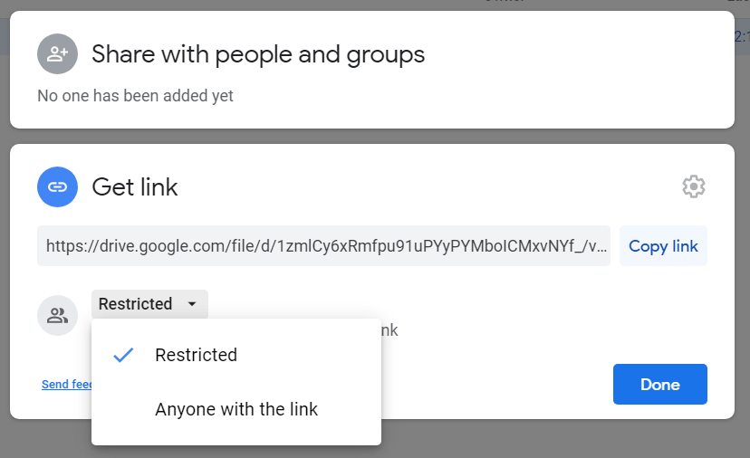 types of sharing link on google drive