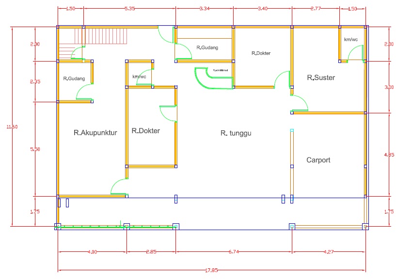 Khusnul Desain Denah  Rumah  Sakit  11 6 x 17 85 m2