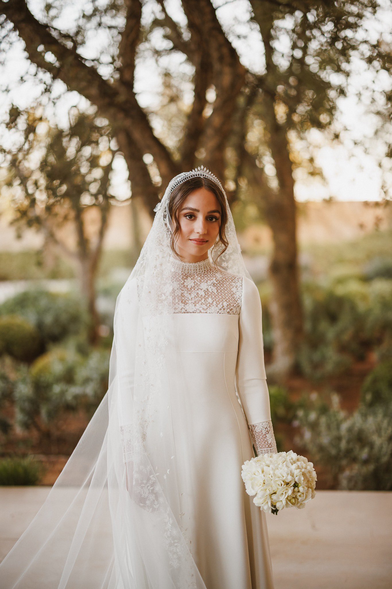 Princess Iman wore a Dior bridal gown with what looks like a new diamond Tiara.