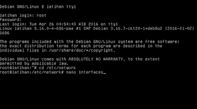Cara Konfigurasi TCP/IP di Linux Debian 8 "Jessie"