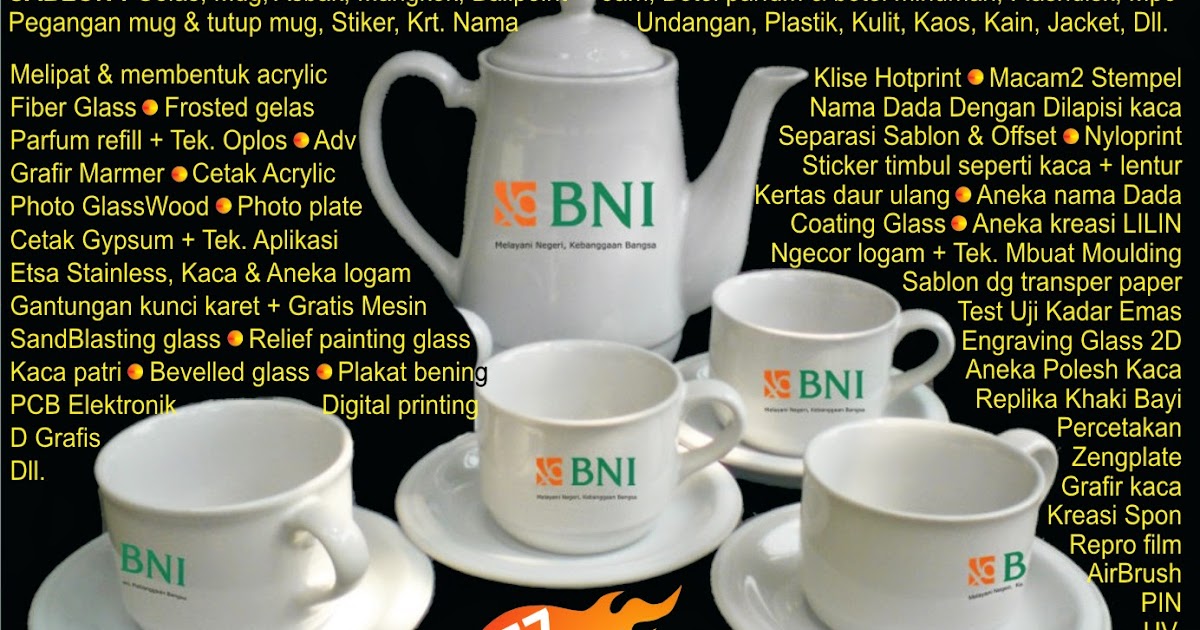 Sablon : Gelas, Piring, Payung, Krt.Undangan, Krt Nama 