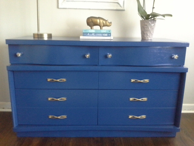 Mid Century Modern blue dresser