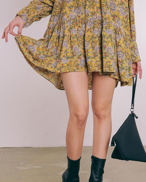 Frilled Floral Mini Dress