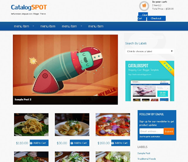Catalog Spot 2 column ecommerce Blogger Template Free Download