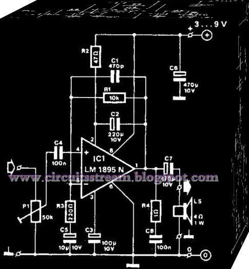 using Lm1895N Mini Amplifier Circuit Diagram