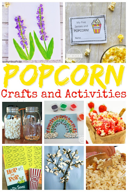 National Popcorn Day crafts, activities, books, and more to celebrate at home, preschool center, homeschool, or family fun on January 19. These popcorn activities for kids are great for toddler, preschool, kindergarten, first grade, 2nd grade, 3rd grade, and 4th grade students.