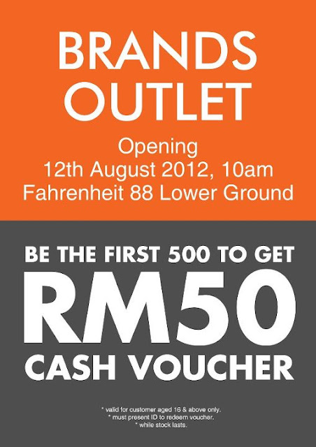 Brands Outlet: FREE RM50 Cash Voucher