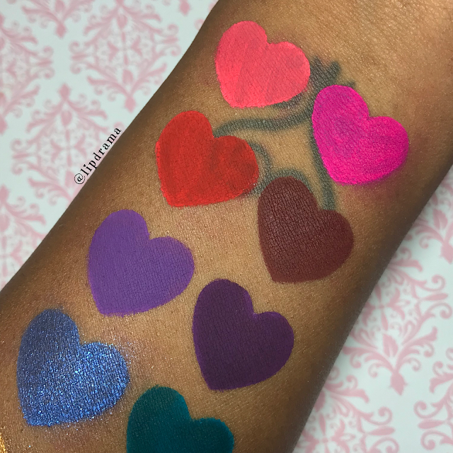 Sugarpill Liquid Lip Color Swatches on dark skin