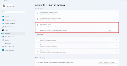 turn off PIN login in Windows 10, turn off PIN login in Windows 11
