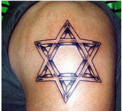 STAR OF DAVID TATTOOS DESIGN - A Star of David tattoo can be seen in many