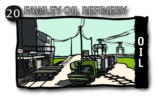 The narrow gauge line and aerial ropeway at Fawley Oil Refinery