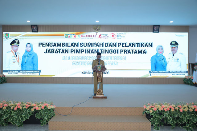 Bupati Surya Lantik 6 Pejabat Pimpinan Tinggi Pratama di Lingkungan Pemkab Asahan