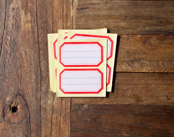 retro red lined sticker labels