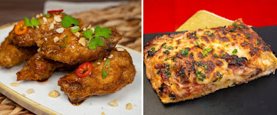 Bangkok Chicken Wings & Thai Sweet Chili-glazed Pork Pizza