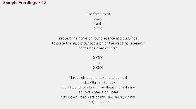 Muslim Wedding Ceremony Invitation Wordings 1