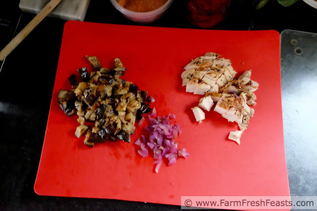 ingredients to make eggplant parm pizza or chicken parm pizza