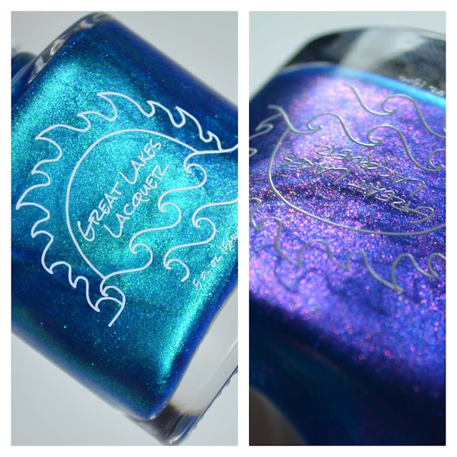 inky blue nail polish with aurora shimmer