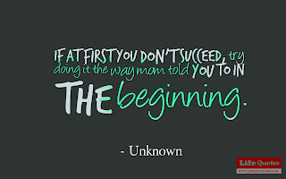 If at first you don't succeed, try doing it the way mom told you to in the beginning. - Unknown