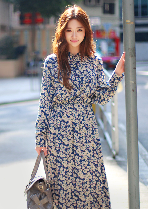 Floral Long Sleeve Maxi Dress