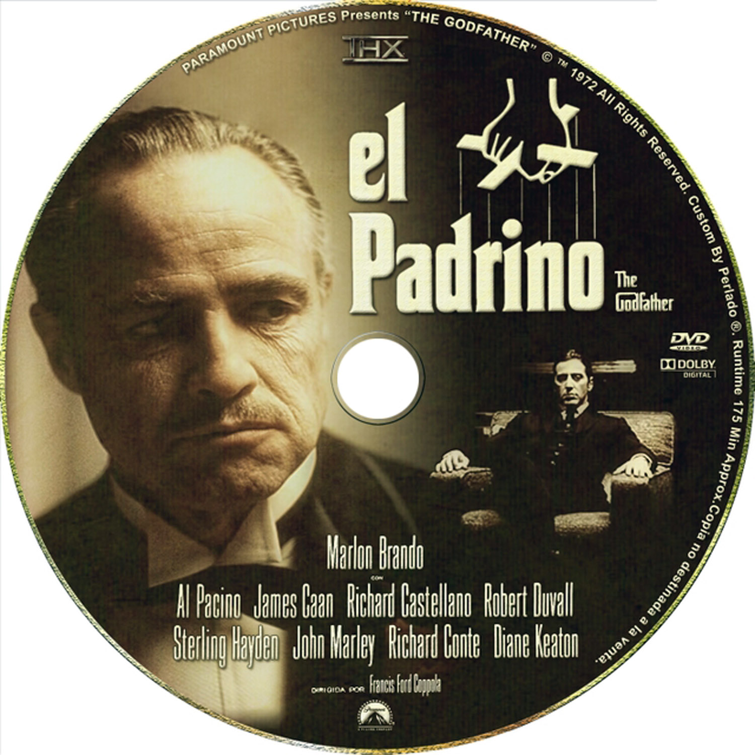 El Padrino The Godfather DVD Label Art