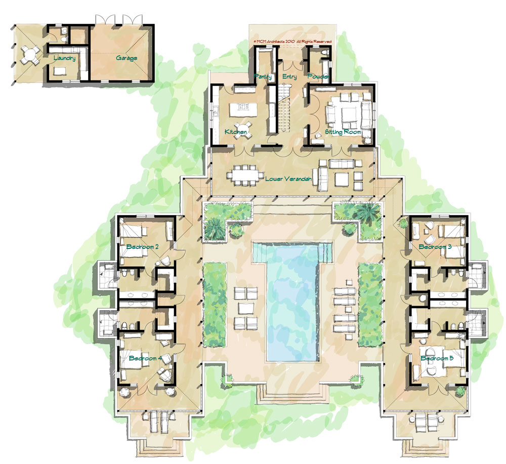 Hacienda Style House Floor Plan