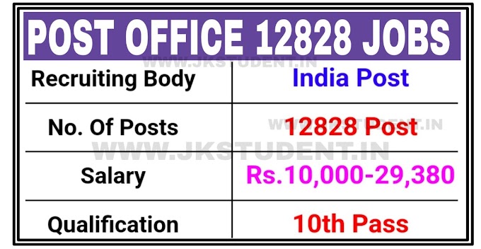 India Post Jobs Recruitment 2023: Total 12828 Posts Qualification 10th Pass Salary Rs.10,000-29,380 No Exam