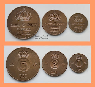 S-1 SWEDEN SET OF 3 DIFFERENT COINS (REVERSE IMPRINT - ORE SET) (#RVJ)