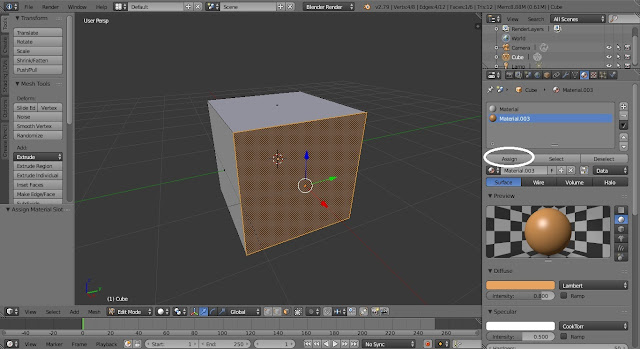 pewarnaan object kubus blender 3d