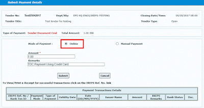 Works Tender TDC Payment Using Credit Card 02