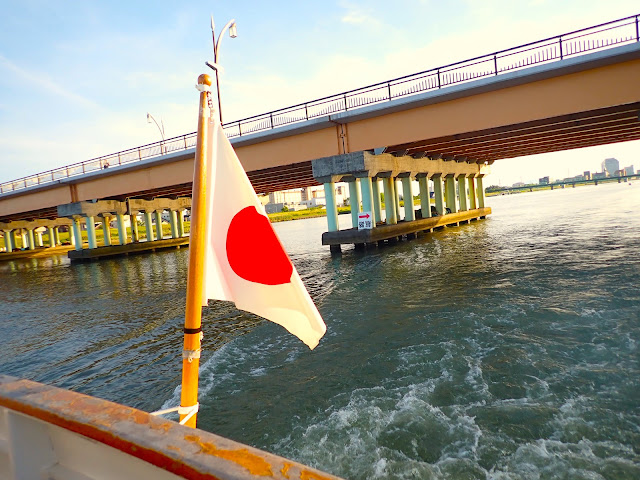 沐浴在夕陽下的八千代大橋。
