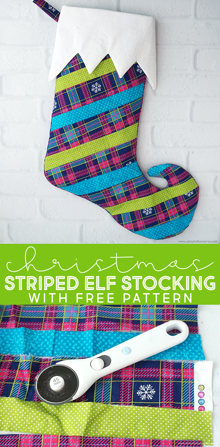 DIY Striped Elf Christmas Stocking with Free Pattern