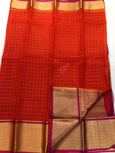 kanchi organza checks sarees