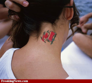 Canadian Flag Tattoo on Neck