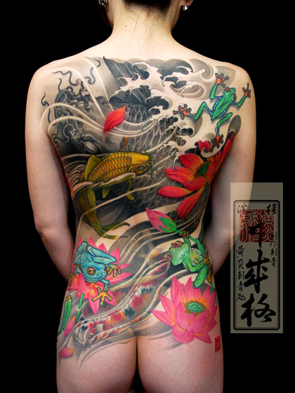 Japanese tattoos are known for their full body styling, bold lines,