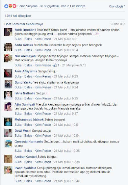 Menurut Survey yang Kami Lakukan Di Beberapa Grup Media Sosial Facebook Ternyara Ratusan Ribu Netizen Setuju Dengan Usulan MUI, Jika Para Pembunuh Eno Harus Dihukum Mati..!! Bagaimana Dengan Kalian..?? - Commando