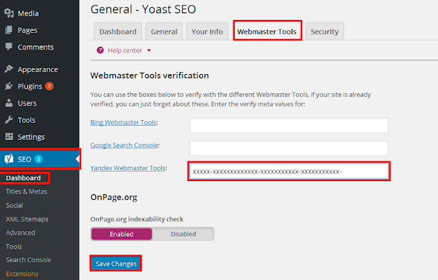 How add sitemap yandex WordPress