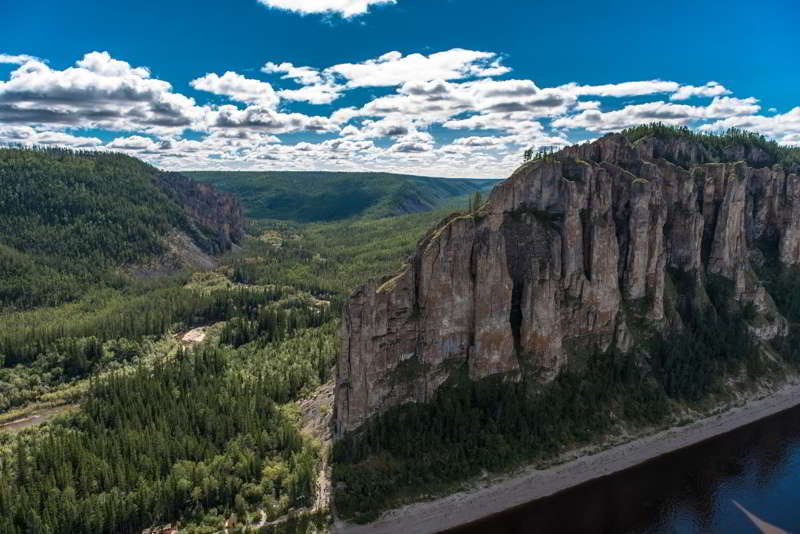 Aerial view with the river